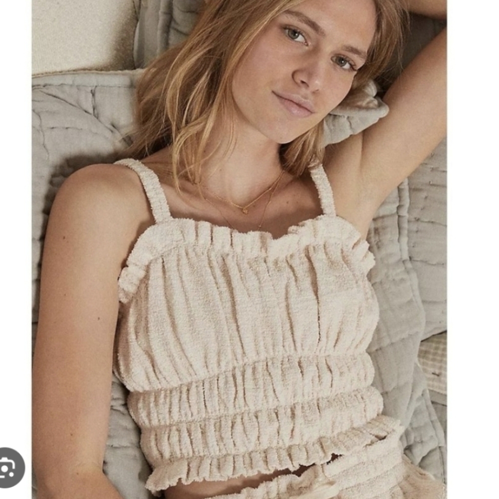 Japna Beige Ruffle Camisole Cottagecore Renaissance Faire Crop Top